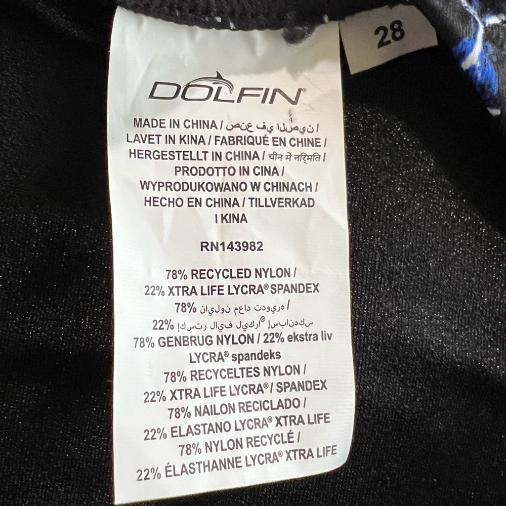 Dolfin women multi color competitive one piece swimwear recycled nylon Sz 28 - Picture 13 of 14